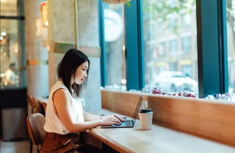 lady using a laptop